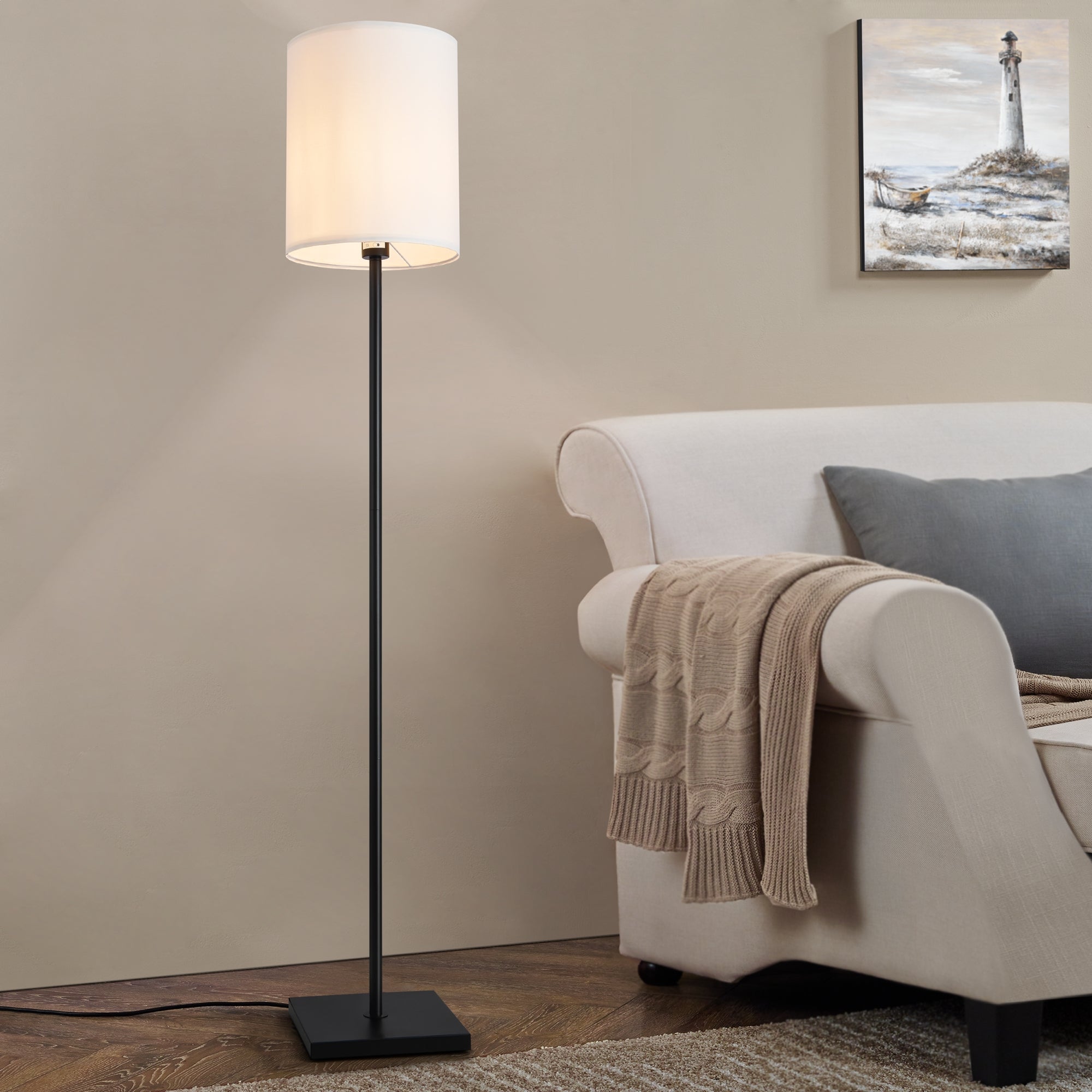 Lampada Da Terra Industriale In Metallo Nero E Oro - Design Vintage Con Testa Rotante 360° - Per Soggiorno, Camera Da Letto, Ufficio