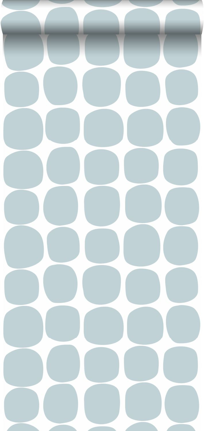 Papel pintado motivo gráfico azul claro y blanco - 0,53 x 10,05 m - estahome