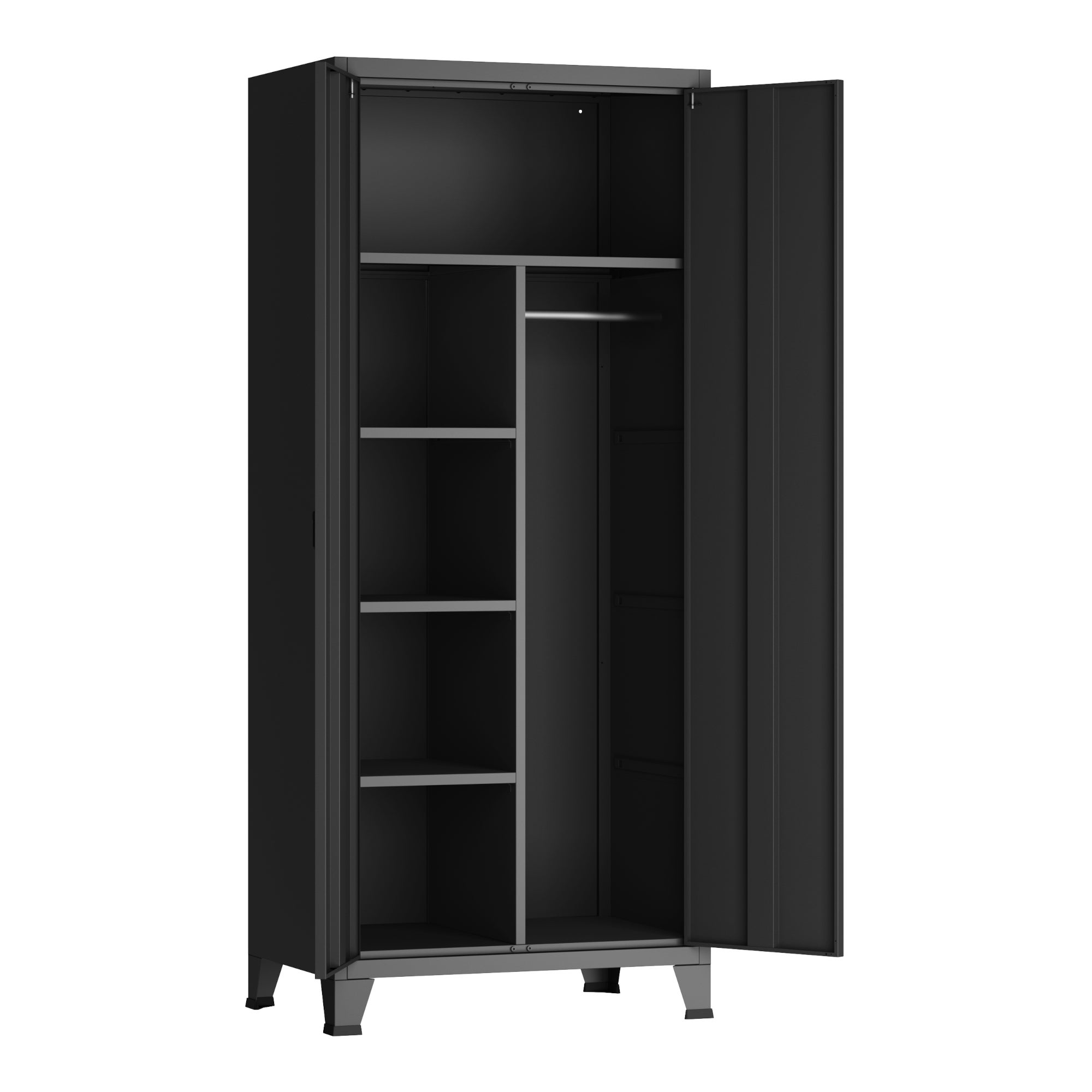 Armoire de chambre Hankasalmi acier 180 x 90 x 40 cm noir [en.casa] - 6