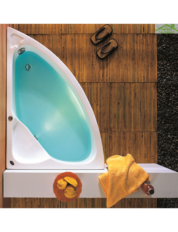 Baignoire d'angle en acrylique lucite KONCHILI 125x90x33 cm-Avec tablier-Gauche-90-125-90 - 3