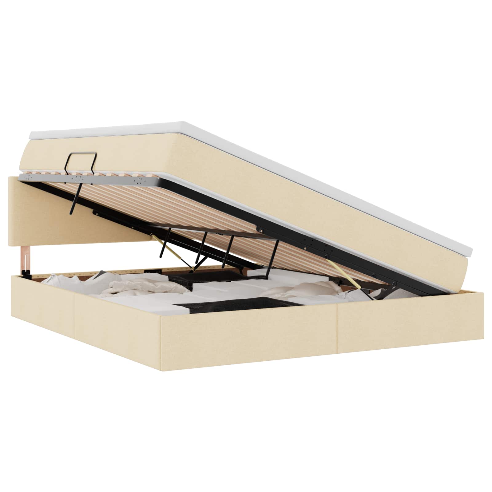 Lit avec rangement et matelas crème 160 x 200 cm velours - 2