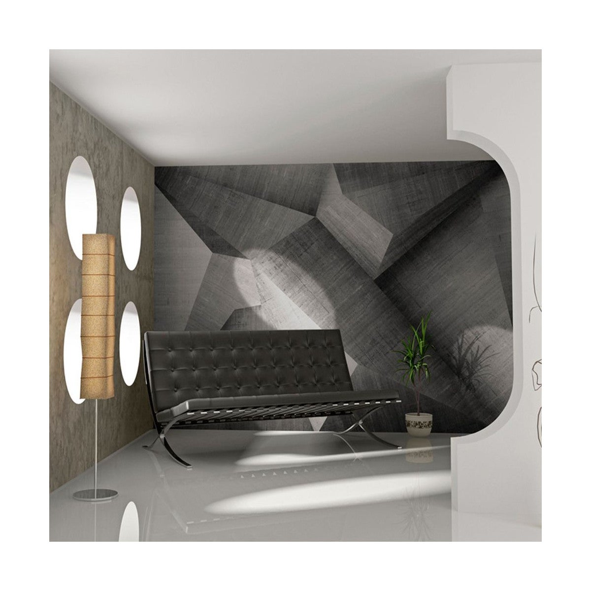 Papier Peint "Béton Illusion D'optique" 193 x 250 cm | Leroy Merlin