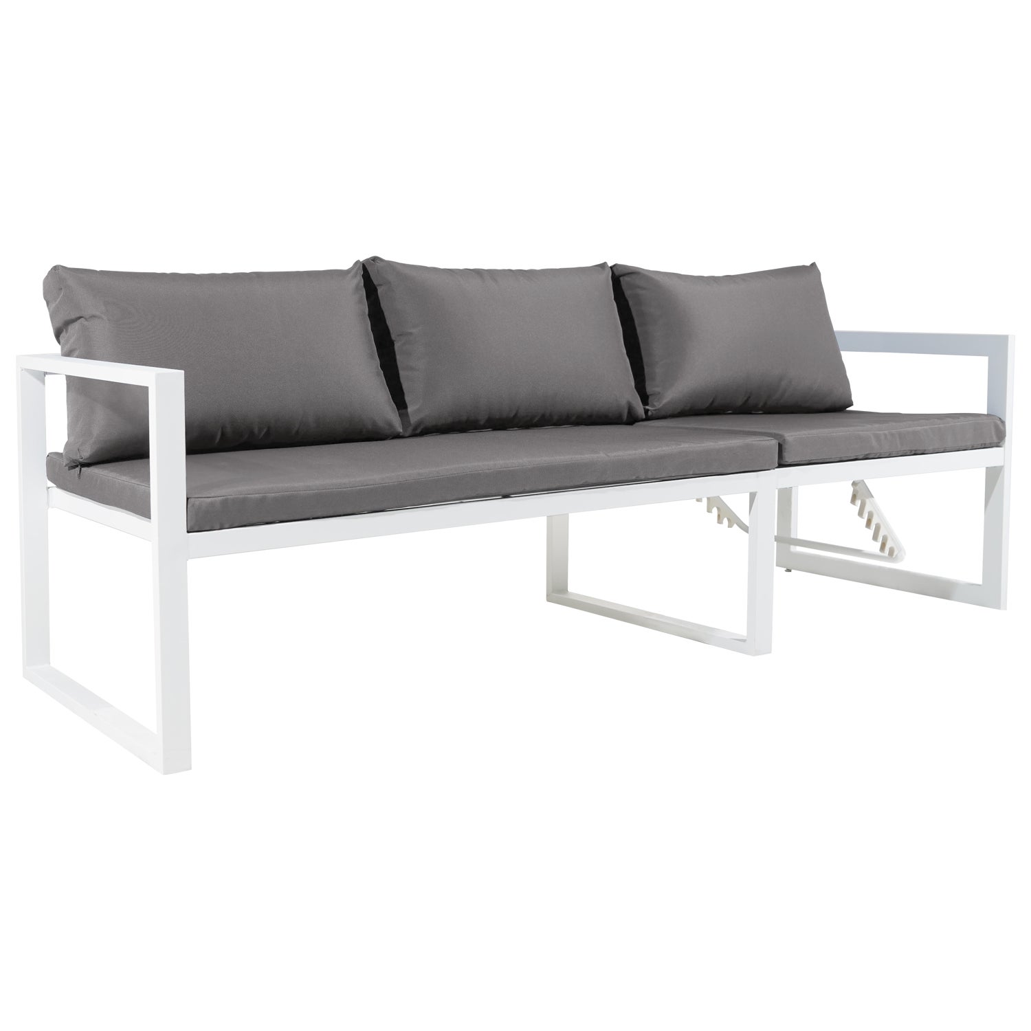 Salon de jardin modulable 7 places gris et blanc en aluminium IBIZA - 5