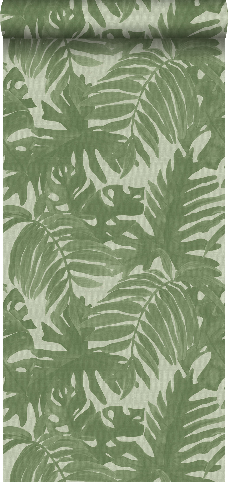 Papel pintado hojas tropicales verde oliva agrisado - 53 cm x 10.05 m - estahome