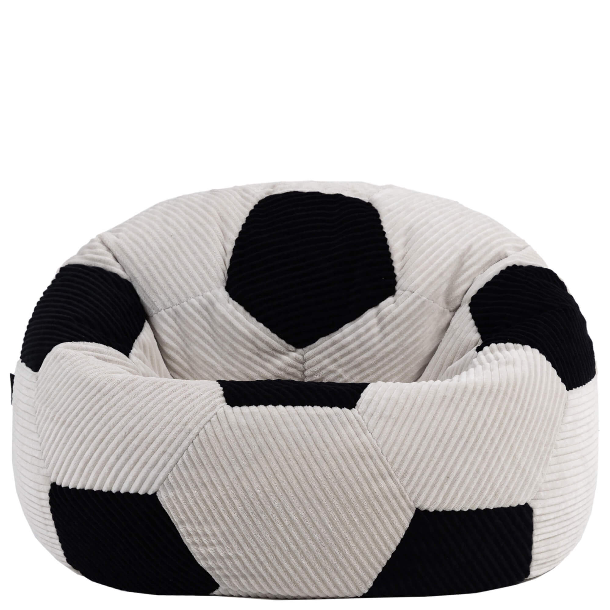 Pouf fauteuil classique large enfant en velours côtelé imprimé football, noir, chambre, salon, 76x76cm Oeko-Tex® - 3