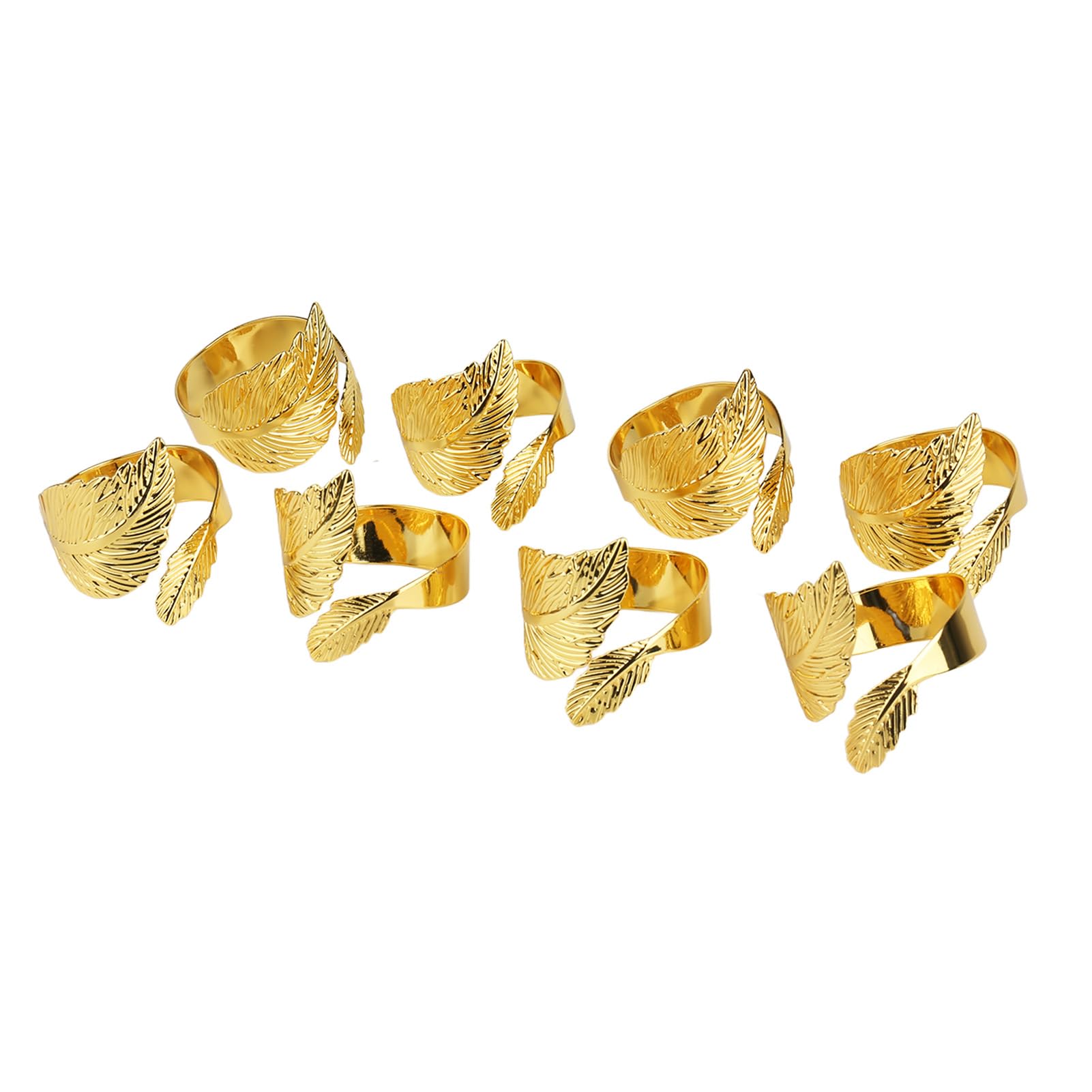Lot De 8 Ronds De Serviette Métal Doré Motif Feuille - Porte-serviettes élégants Pour Table - Décoration De Salle à Manger Ou Extérieure Accessoire Table Fête élégant