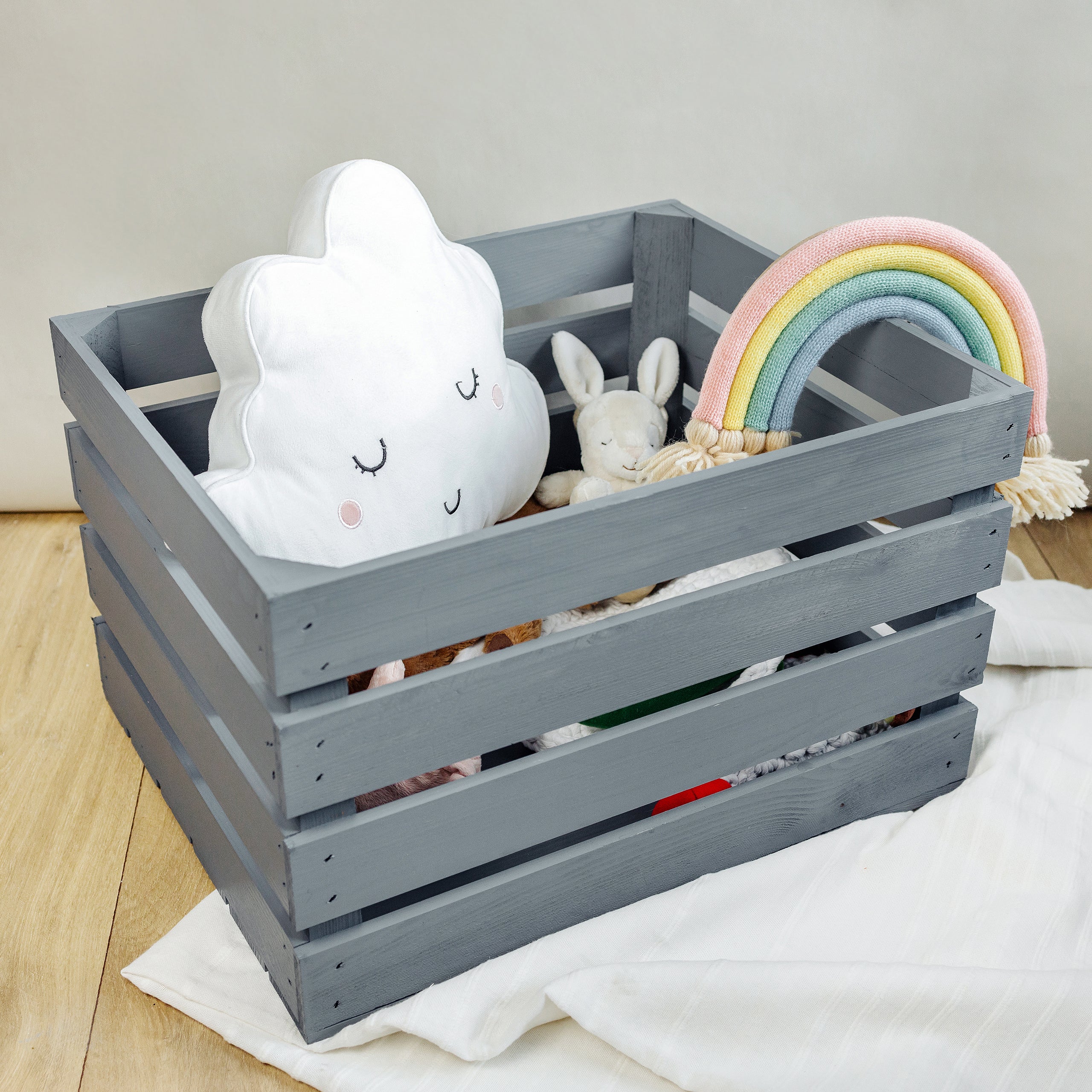 Creative Deco Caisse en Bois Gris | 50 x 40 x 30 cm | Caisse Rangement Bois | Caisse en Bois Vintage | Cagette en Bois | Caisse en Bois Rangement - 3