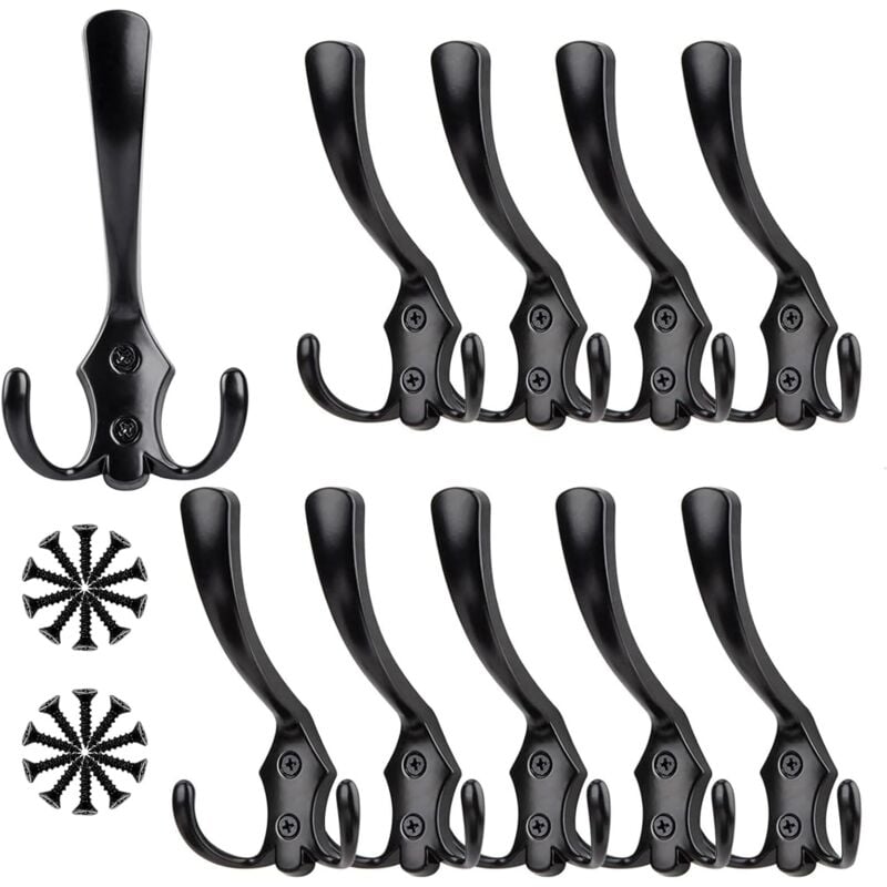 10 sztuk Wieszaków w stylu Vintage z metalu, na kapelusze i płaszcze, podwójny metalowy wieszak w stylu retro, wieszak ścienny na płaszcze