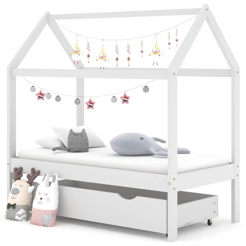 VidaXL Cadre de lit d'enfant avec tiroir bois de pin massif 70x140 cm, cadre de lit en bois pour enfant, lit, lit pour 322145 - Maison