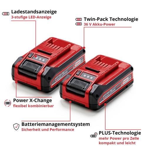Einhell 4511631 18V 3Ah PXC Plus Twinpack Batterie pour outil 18 V 3000 mAh Li-Ion - 3