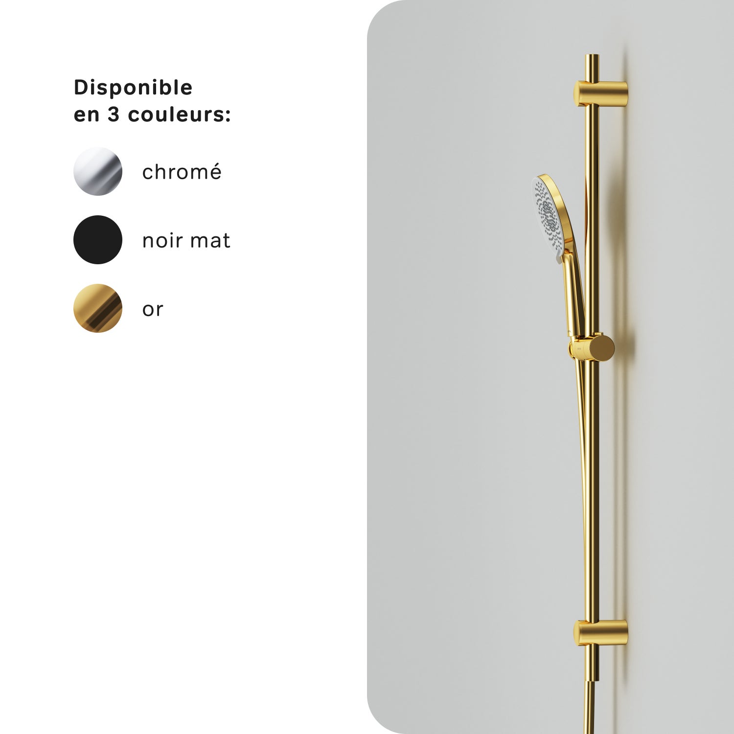 Set de douche: Pommeau de douche 3 jets, flexible et barre, Dore F01XA099 X-Joy AM.PM - 9