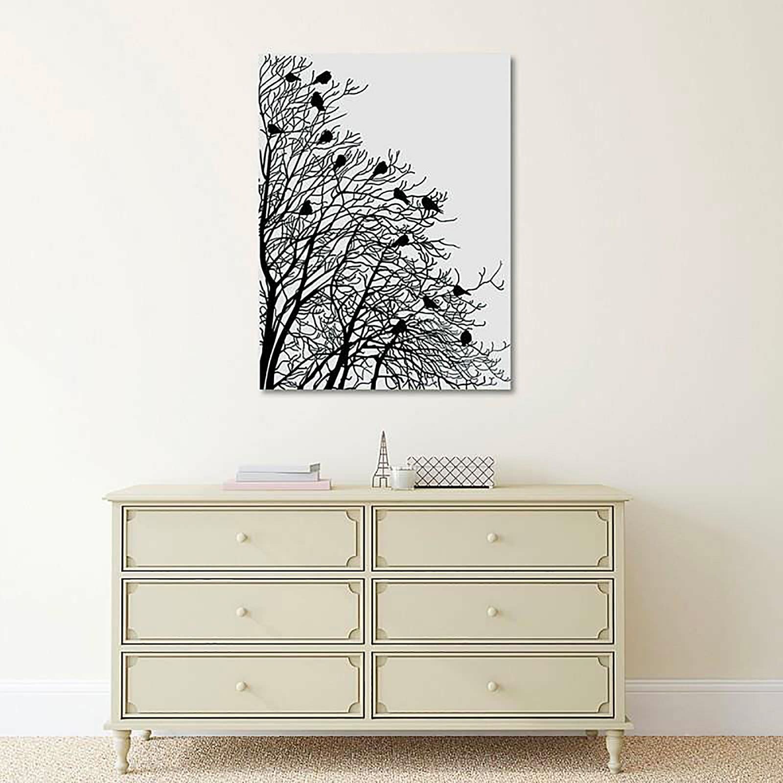 Tableau bois 2 oiseaux sur les branches - 80 x 120 cm - 4
