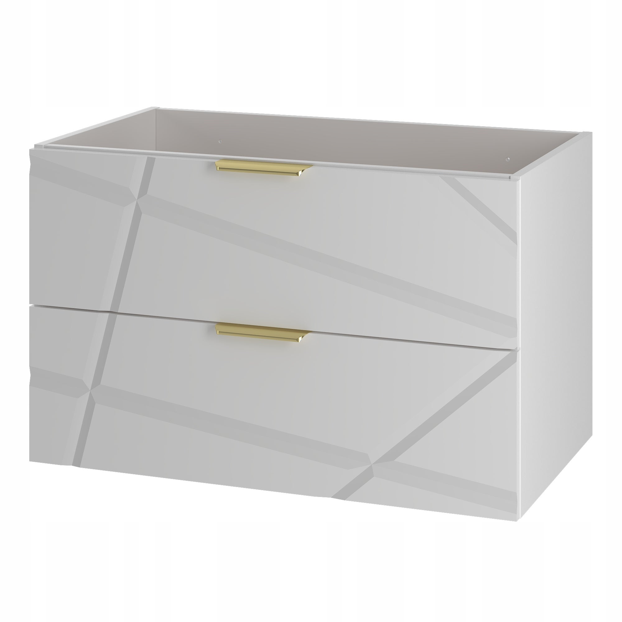 Szafka łazienkowa RADOM 80 cm biała wisząca złoty uchwyt