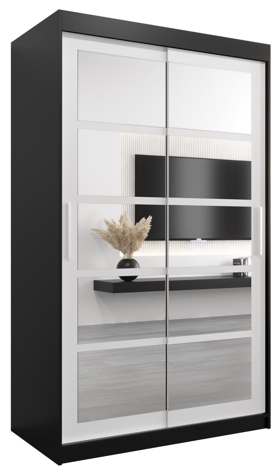 Szafa przesuwna garderoba ROMA 2 120 x 62 x 200 cm Czarny + Biały - Abiks Meble