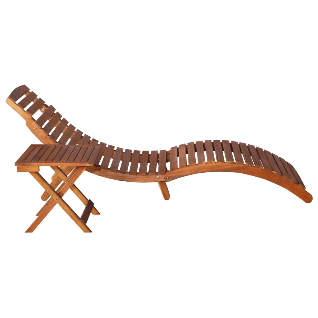 Maison Exclusive - Chaise longue de jardin avec table et coussin Bois d'acacia - 2