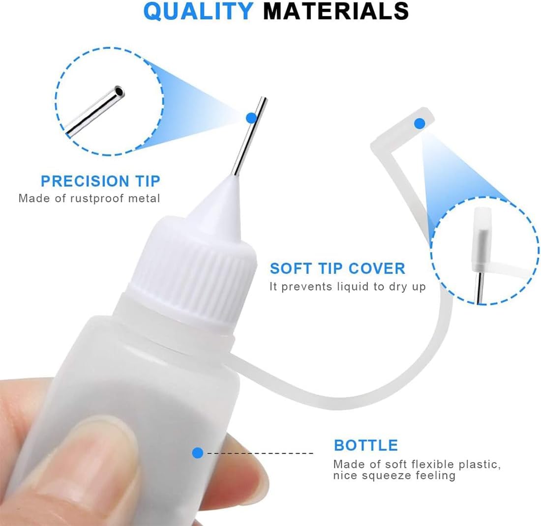Flacons compte-gouttes en plastique (6 pièces), bouteilles en plastique, flacons compressibles, bouteilles de colle vides, bouteilles de précision, po - 3