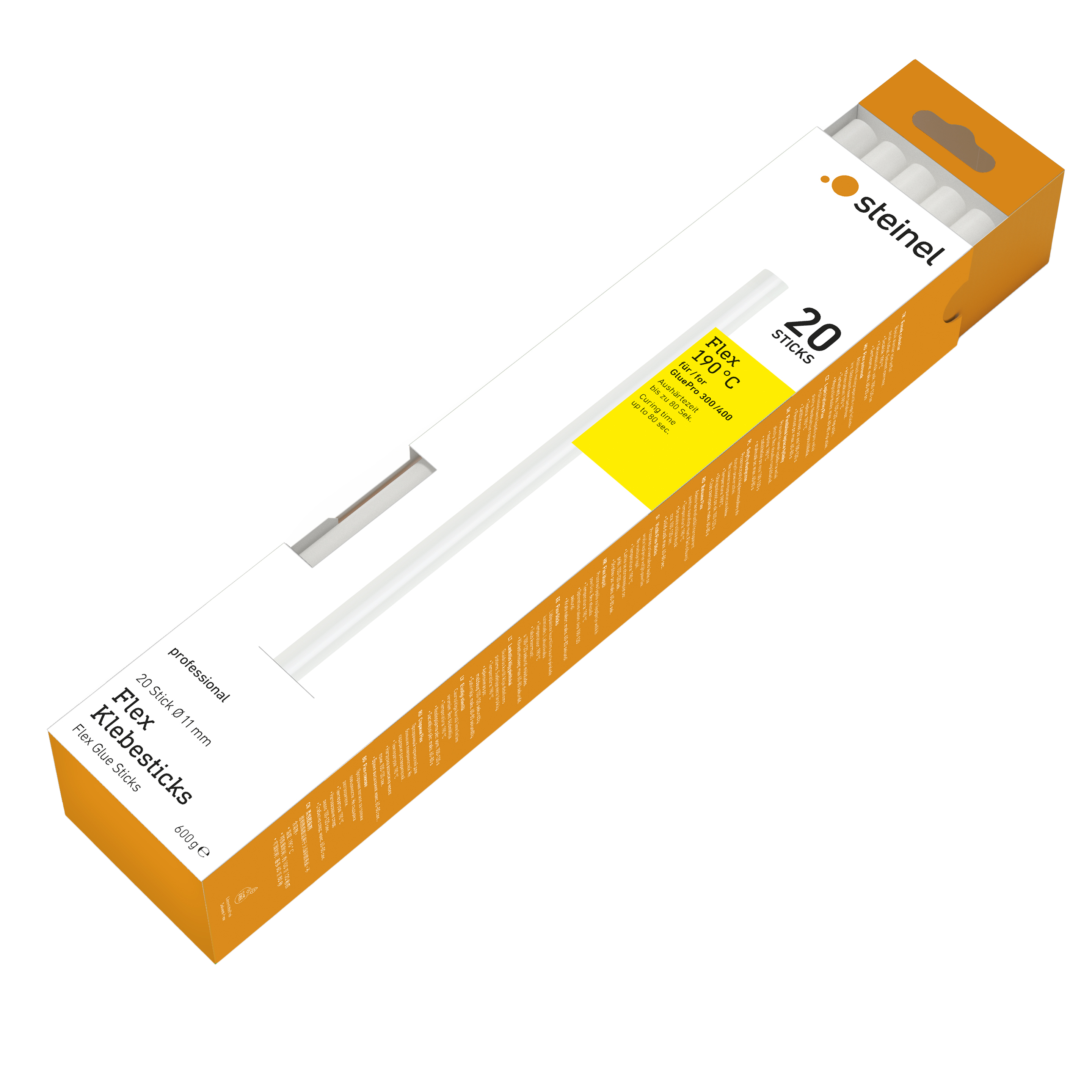 Steinel 052423 Colla a Caldo Trasparente per Grandi superfici, Ø 11 mm, Confezione da 20 Pezzi, Bianco