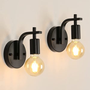 Comely Lot De 2 Appliques Murales Intérieures Bois Et Verre - Lampe Murale Rétro E27 Pour Chambre, Salon, Couloir
