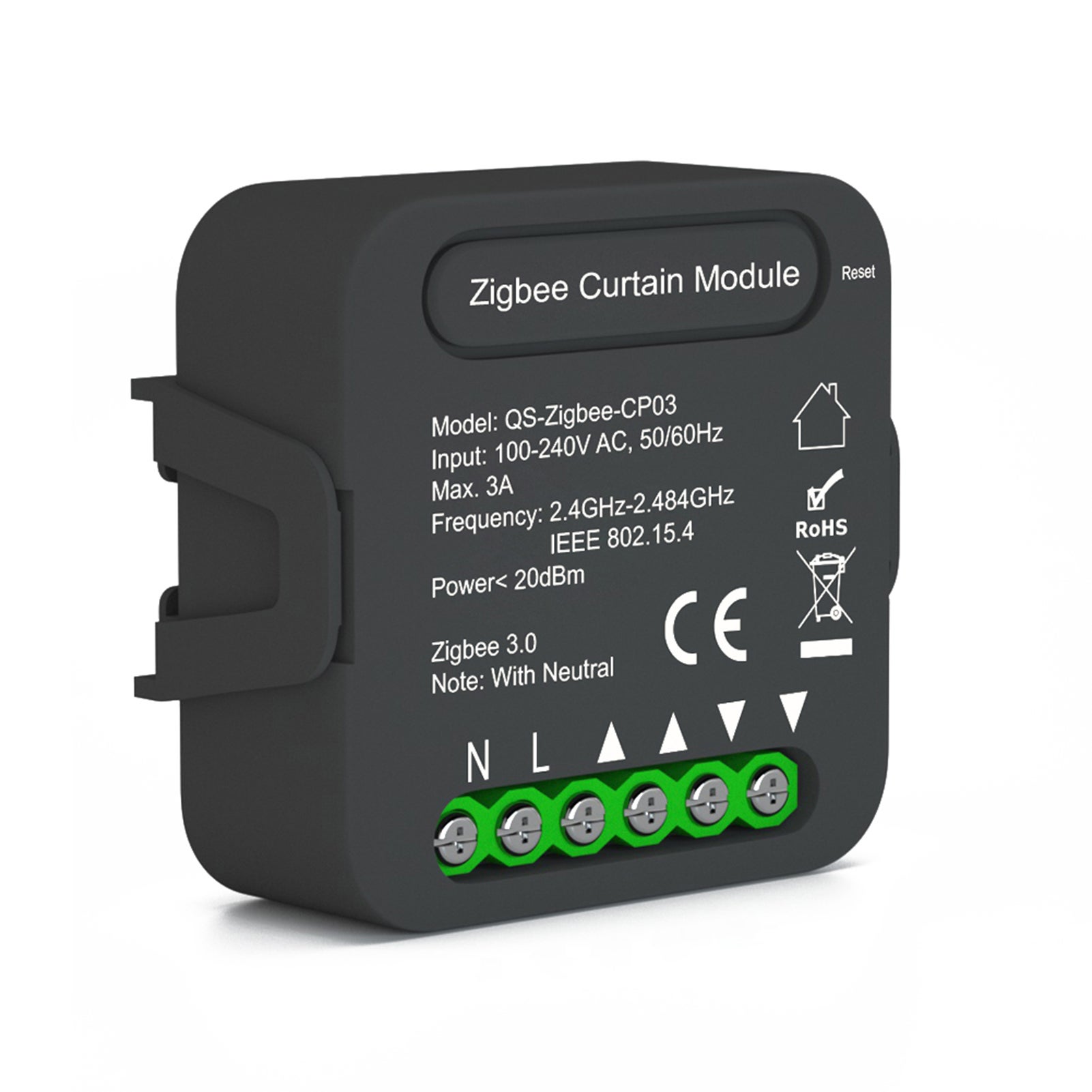 Moduł inteligentnego przełącznika zasłon Tuya QS-ZIGBEE-CP03, zmodyfikowany, funkcja współdzielonego czasu pracy urządzeń mobilnych w domu