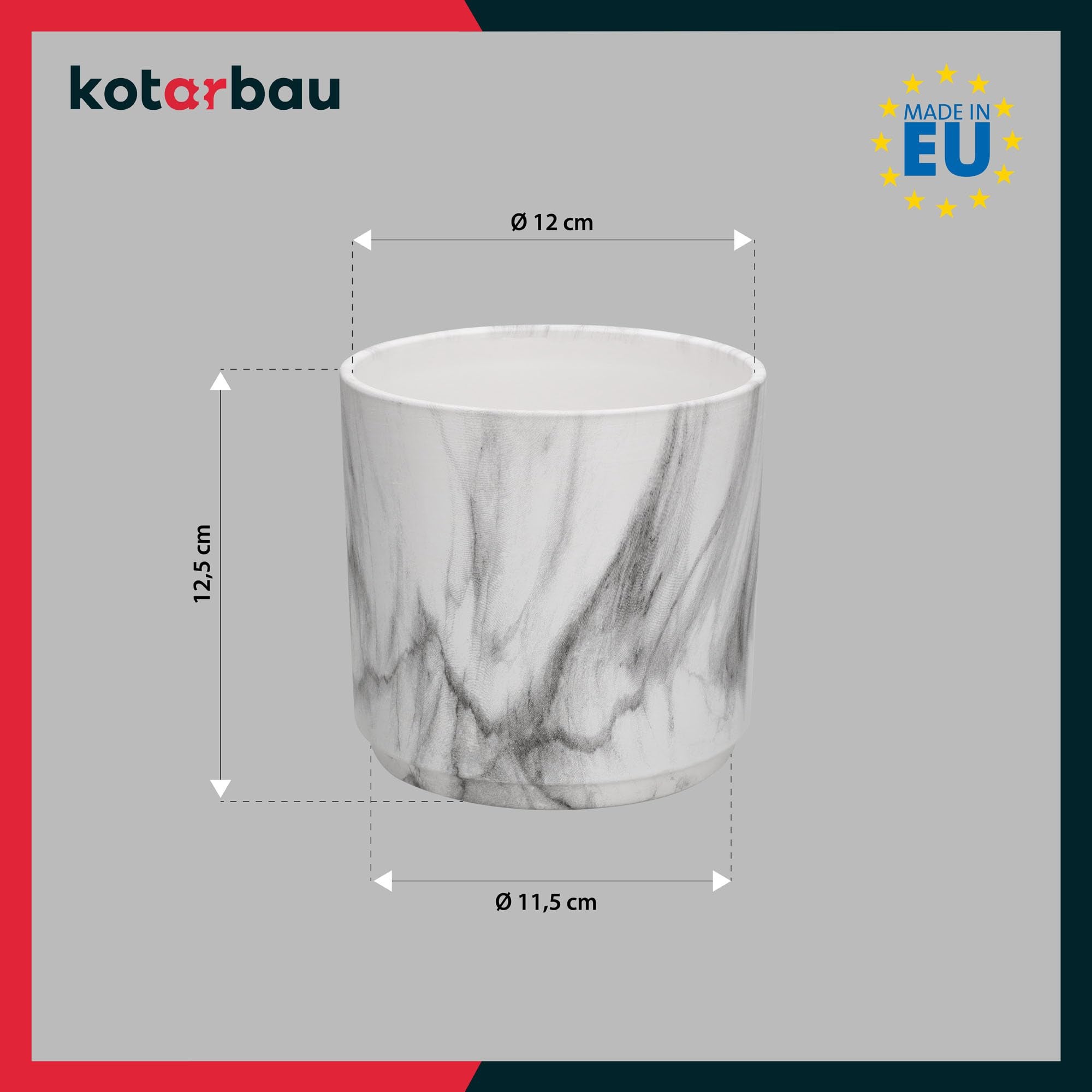 Doniczka ceramiczna marmurowa okrągła na kwiaty 12 cm - KOTARBAU - 3