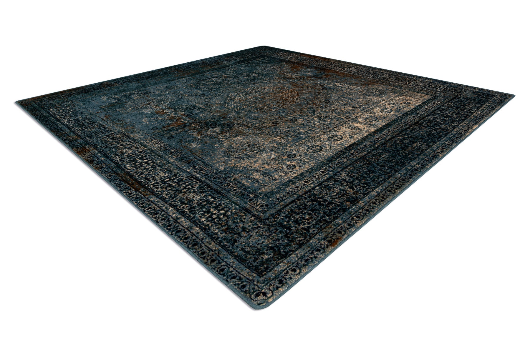 Dywan wełniany OMEGA MAMLUK Kwadrat - Rozeta vintage ciemny niebieski 200x200 cm - 4