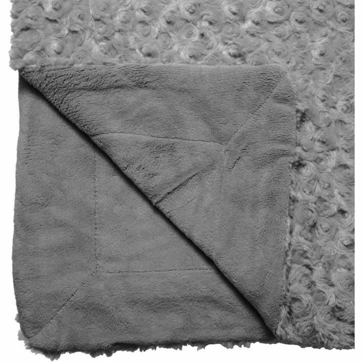 Plaid fausse fourrure bouclée - gris ardoise 180x230 cm - Atmosphera créateur d'intérieur - 6