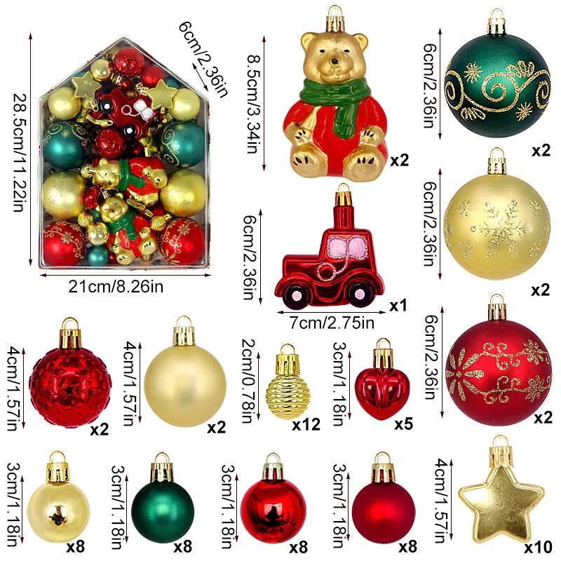 Adorno navideño de oso - Adorno navideño rojo y verde irrompible para árbol de Navidad - Juego de decoración para árbol de Navidad 2025 - 3
