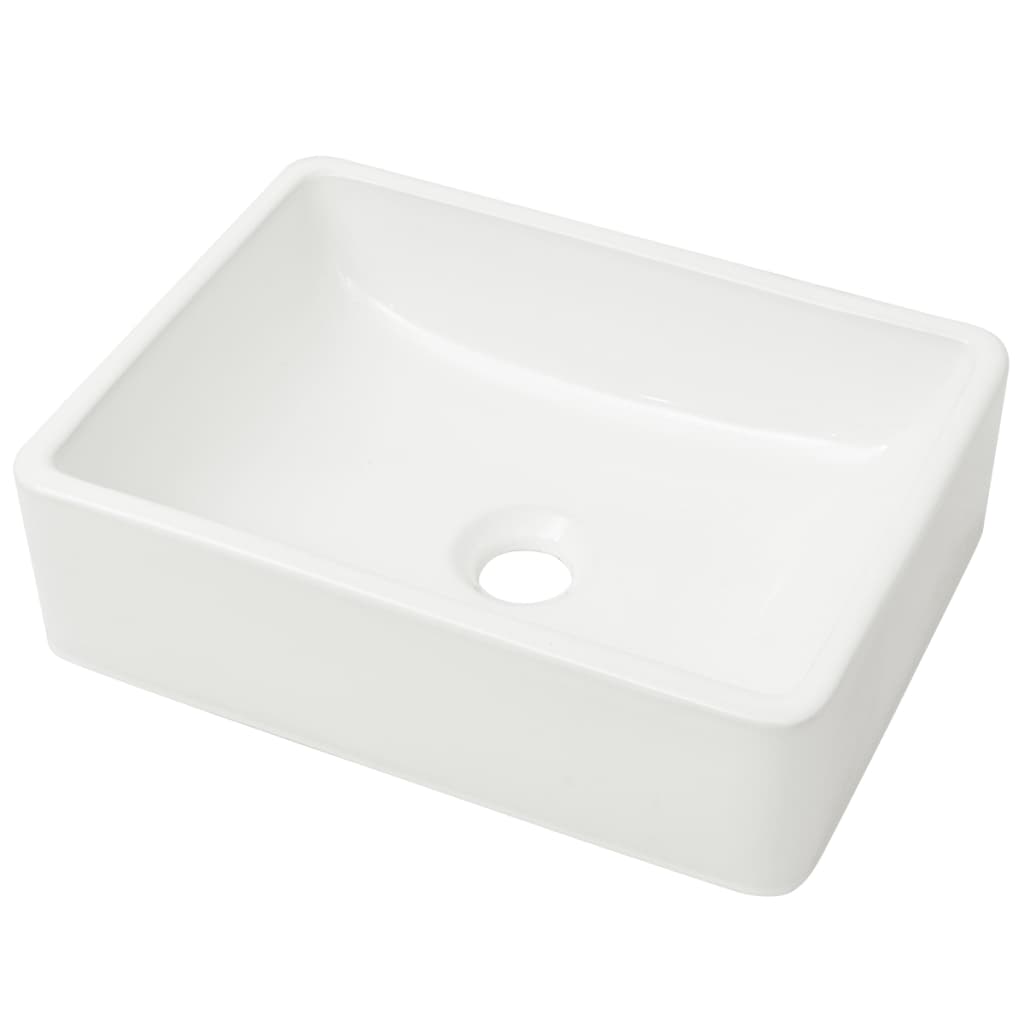 Doporro Lavabo à Encastrer Blanc Vasque en Céramique Lave Mains Carré