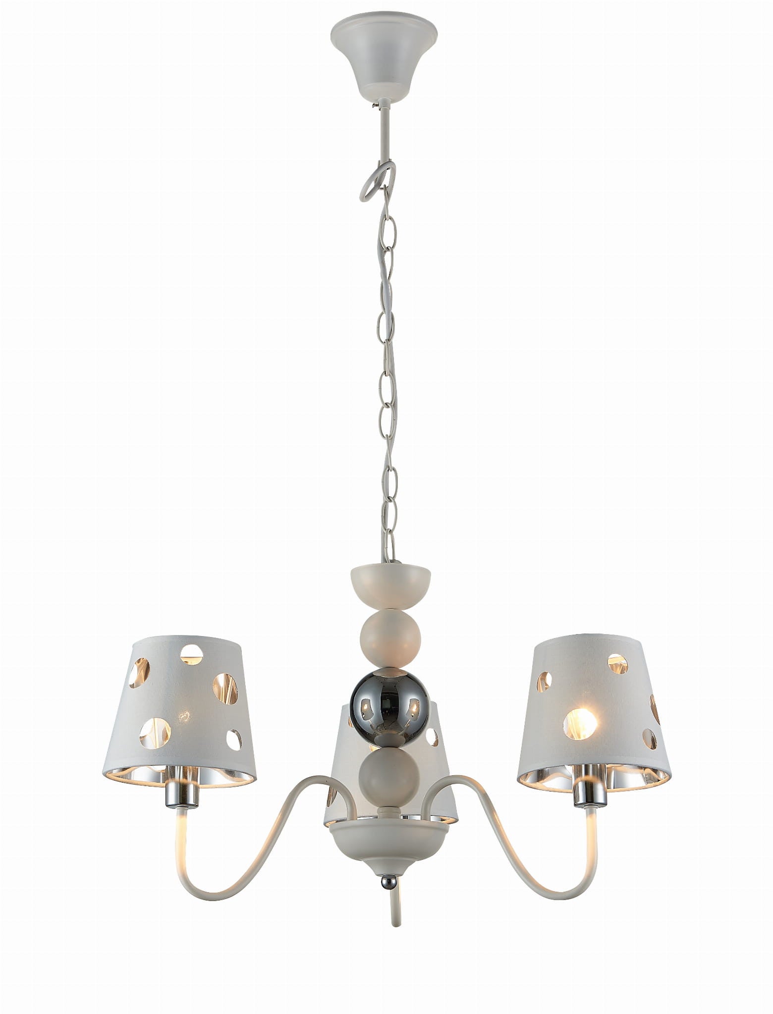 Lampa wisząca Batley biało-srebrna 3xE14x60W wym: 100 x 52 x 52 cm metal Candellux