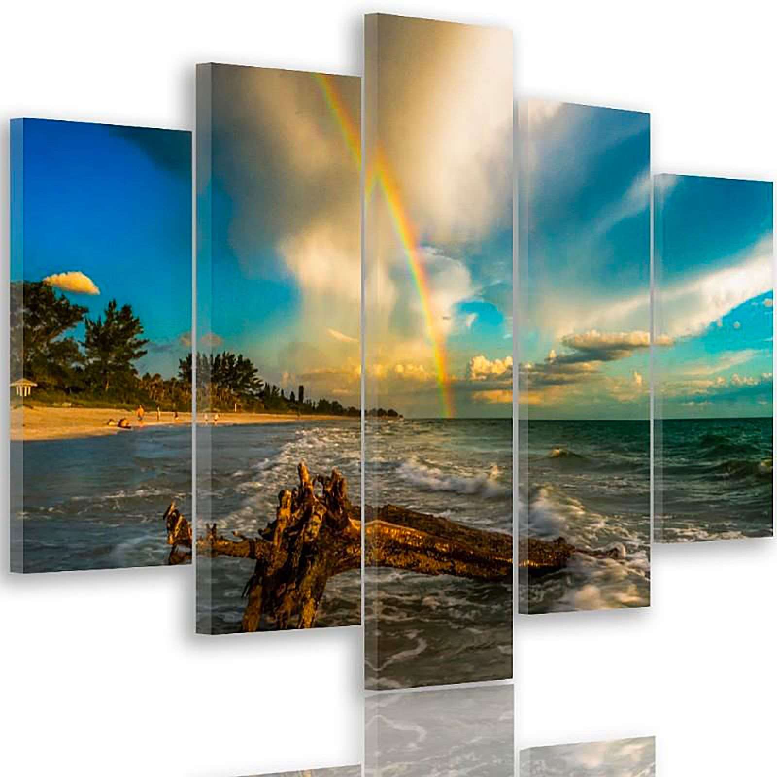 Tableau arc en ciel au dessus de la plage - 150 x 100 cm - 2