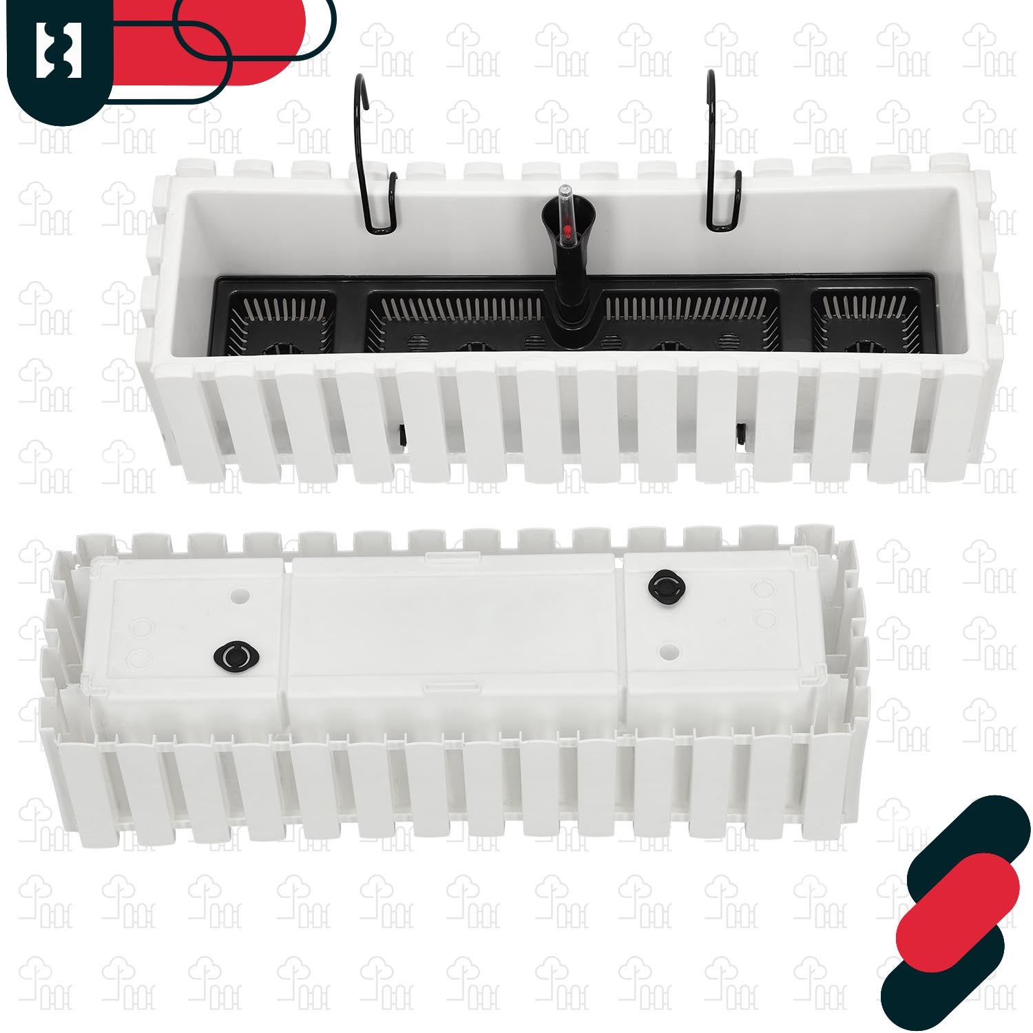 2 uds Maceta - Jardinera Exterior - Macetero Autorriego - Macetas Plástico - 58 x 18 x 16 cm - Blanco - Maceta Colgante - Jardinera Ba KOTARBAU - 6