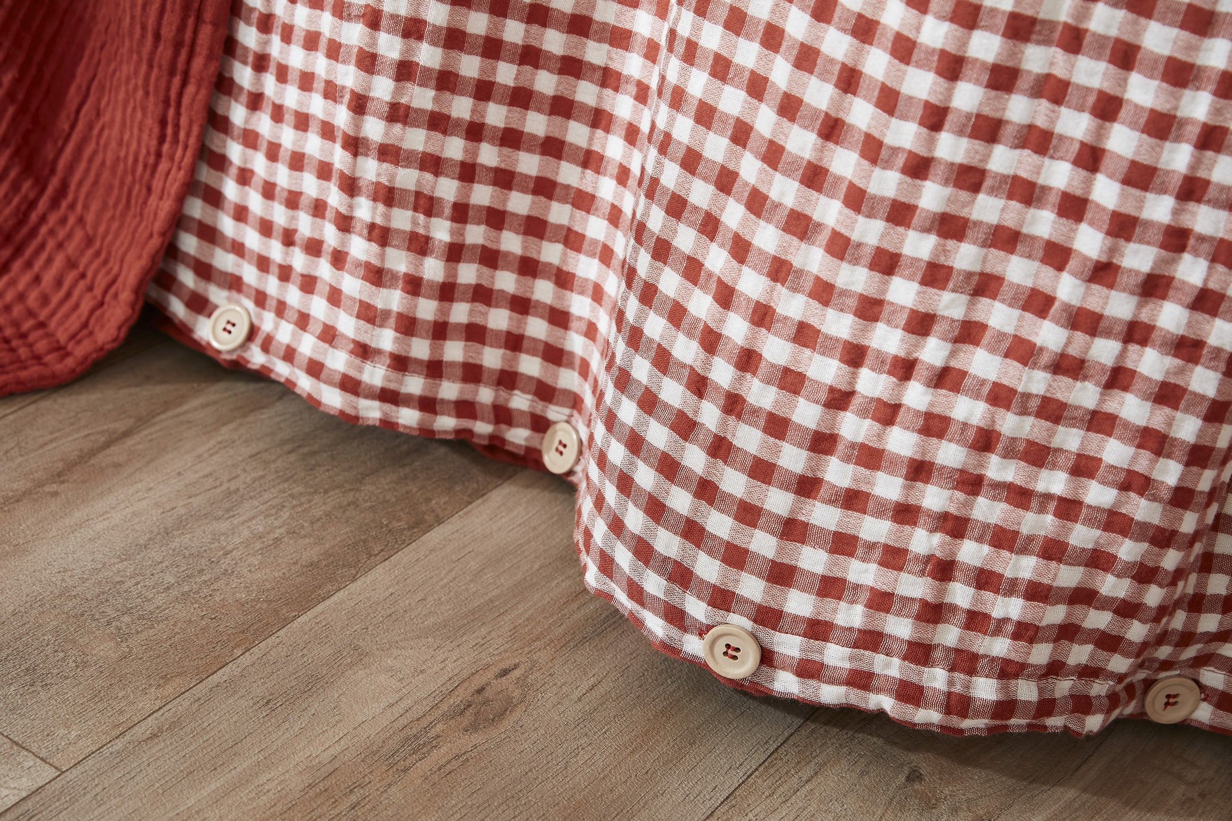 Housse de couette réversible 240 x 220 cm – Gaze de coton tissée teintée – VICKIE Terracotta - 6