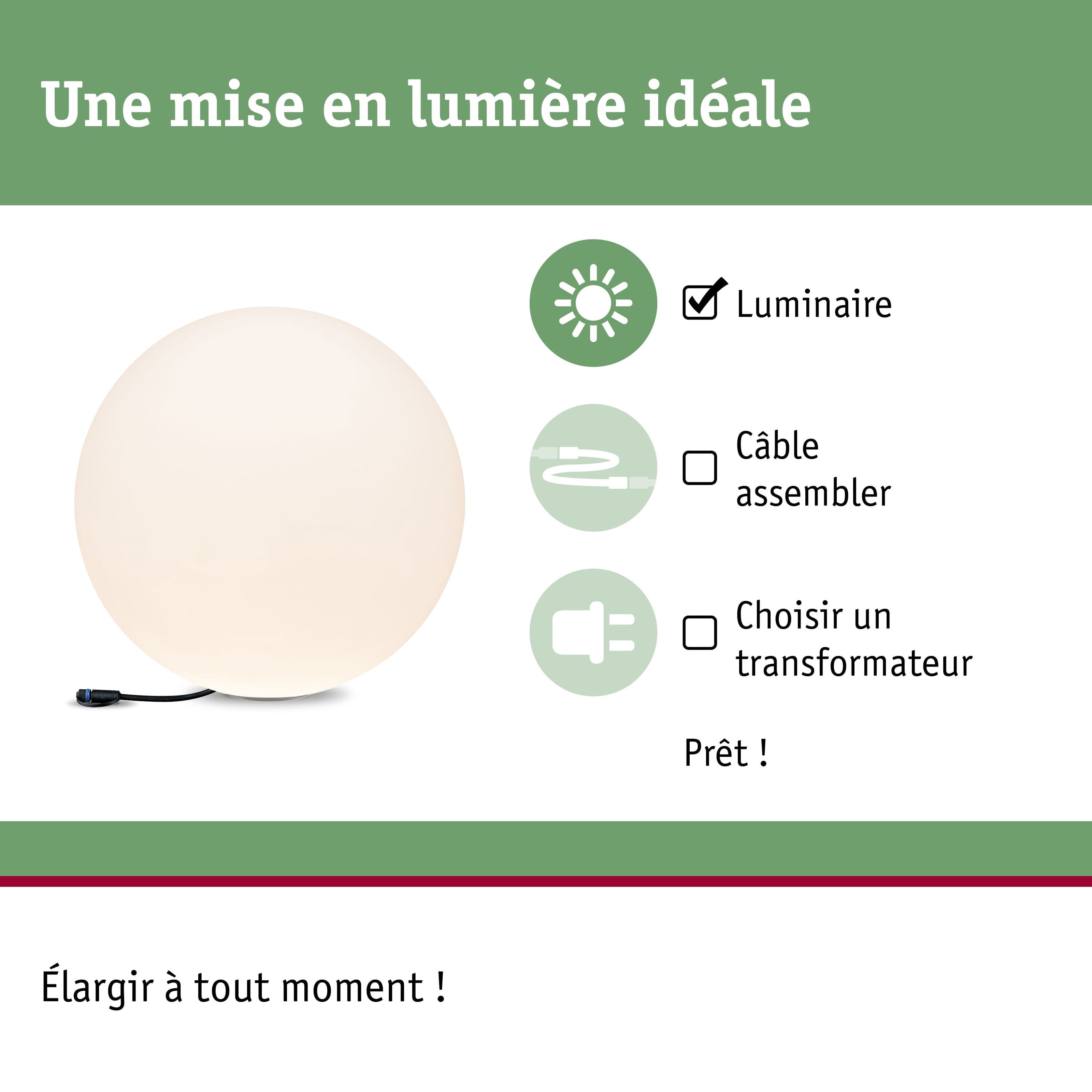 Plug & Shine Objet lumineux LED Globe IP67 3000K 6,5W Blanc - 5