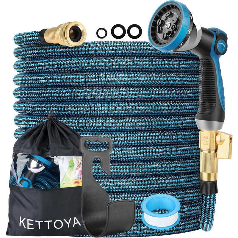 Rozciągliwy wąż ogrodowy o długości stóp elastyczny z dyszami odporny na wycieki warstwowy rdzeń lateksowy wytrzymały odporny na załamania