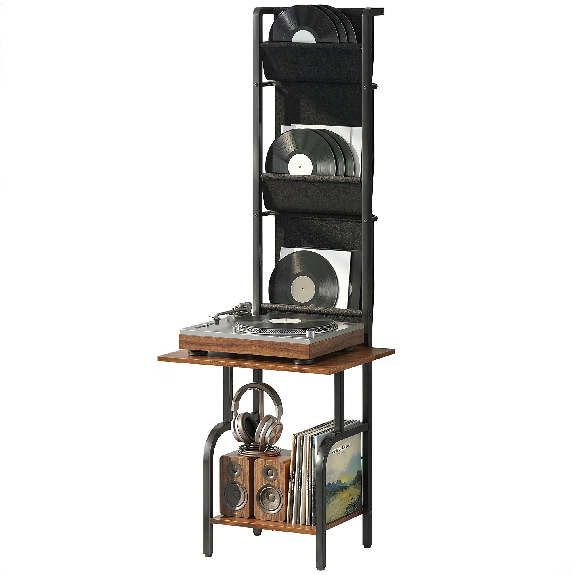 Estante industrial para CD, soporte para DVD con 3 bolsillos de tela y ...