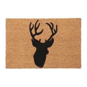 Relaxdays Zerbino in Fibra di Cocco, 60 x 40 cm, Welcome And Leave by 9, per Interni e Esterni Antiscivolo, Nero Marrone