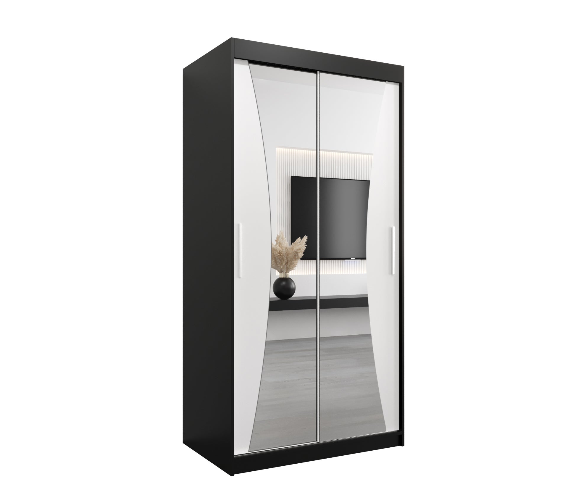 Szafa przesuwna garderoba MONACO 100 x 62 x 200 cm Czarny + Biały - Abiks Meble