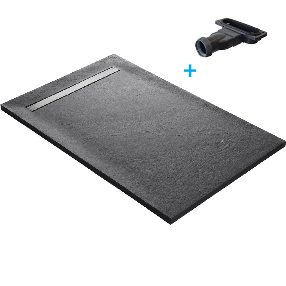 Plato de ducha de piedra natural con canaleta 120 x 90 cm - roca marina