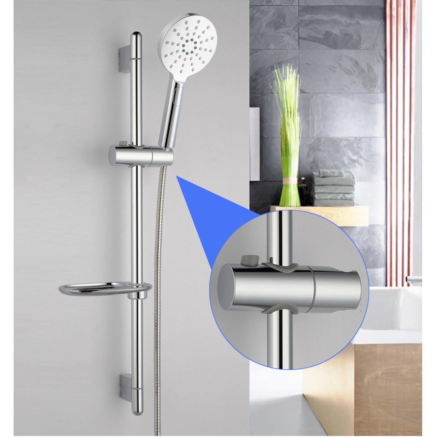 Support de Douche,19MM à Diamètre Réglable,Chromé + Conception ABS Support Douchette, Installation Simple, Adapté à la Barre de Douche - 3