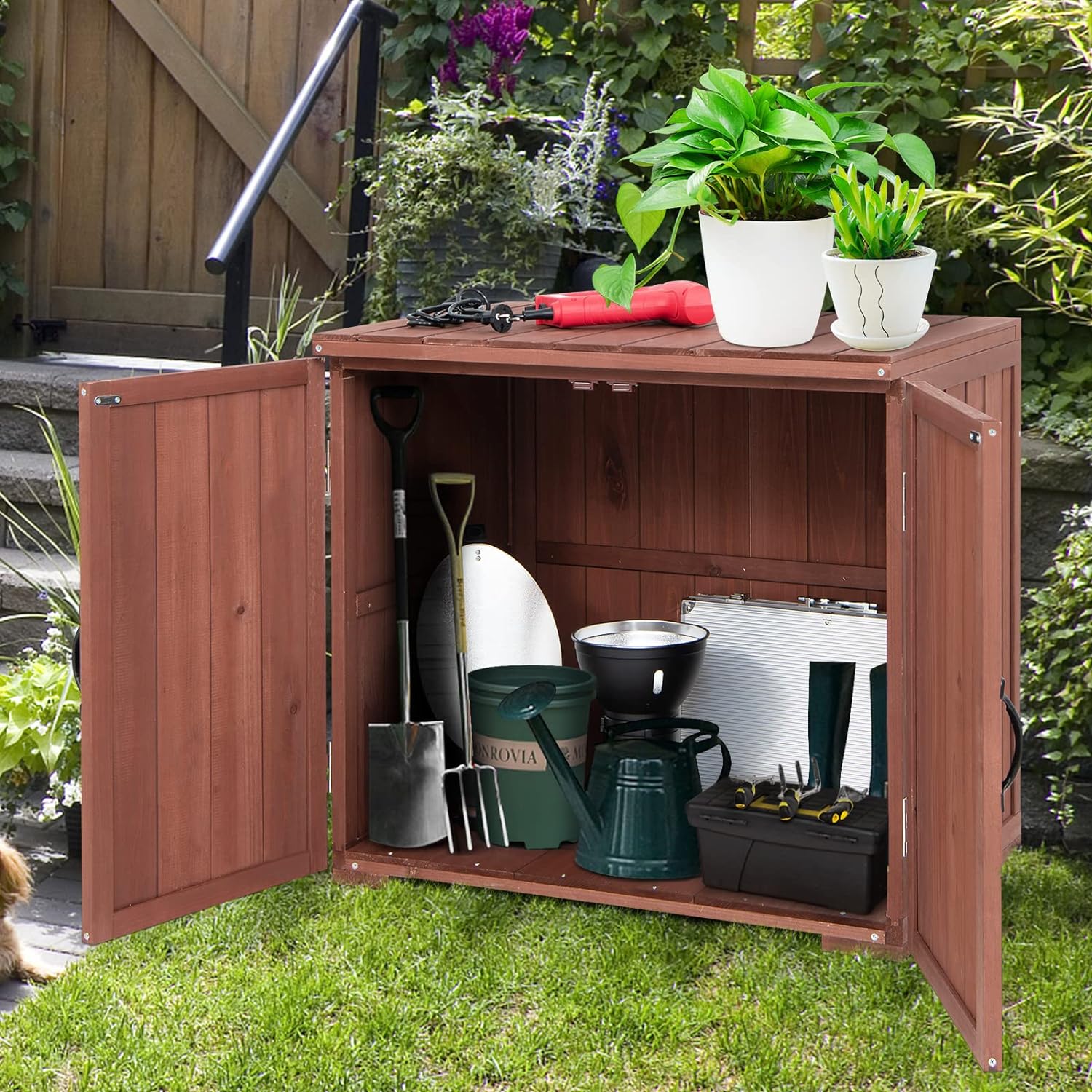 COSTWAY Coffre De Rangement Bois Acacia 182L Avec Roulettes - Banc Extérieur Charge 150kg 127x50x45cm Naturel