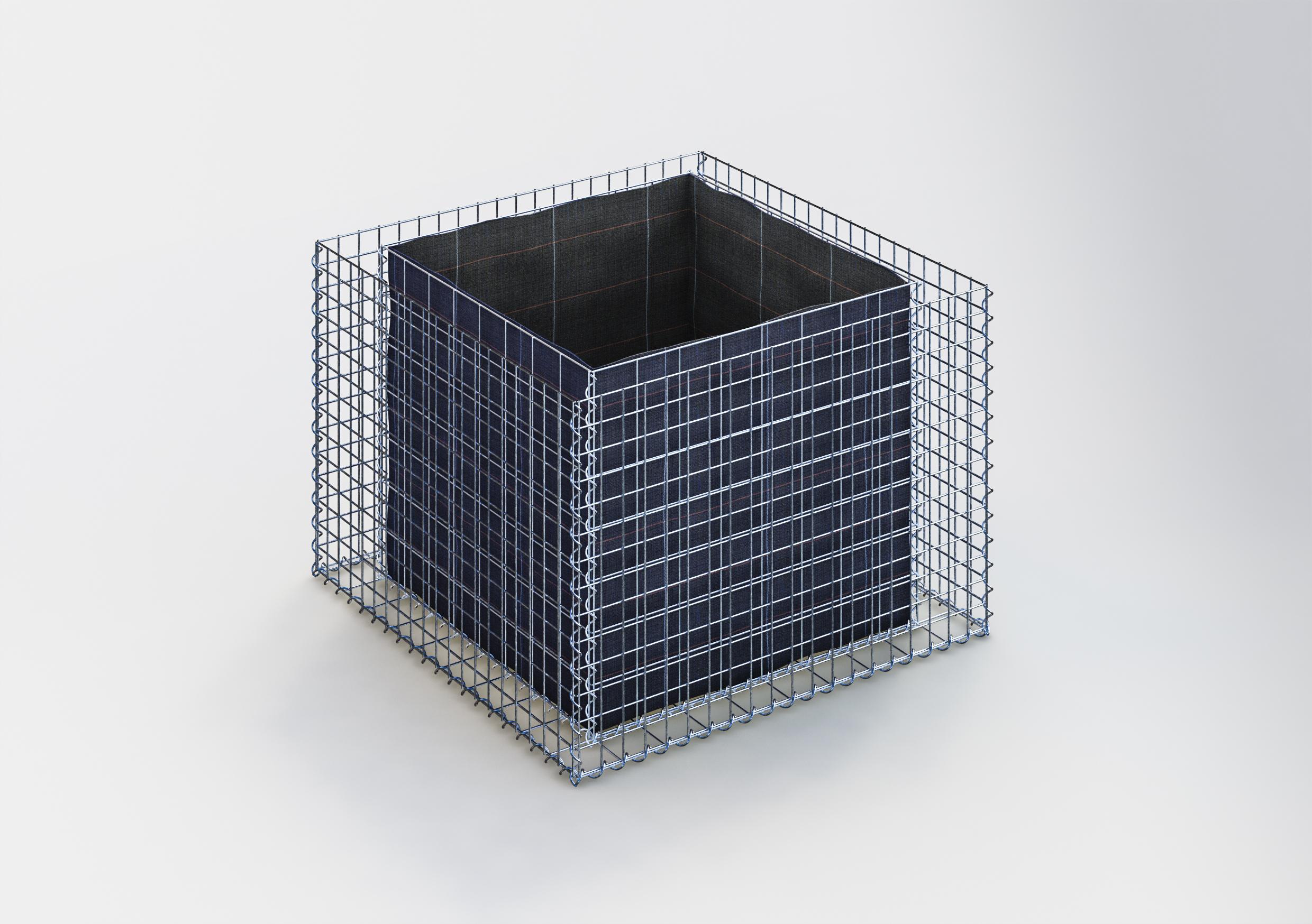 Prostokątna podwyższona donica gabionowa 100 cm x 70 cm x 100 cm (dł. x wys. x gł.), rozmiar oczek 5 x 5 cm, grubość ścianki 10 cm