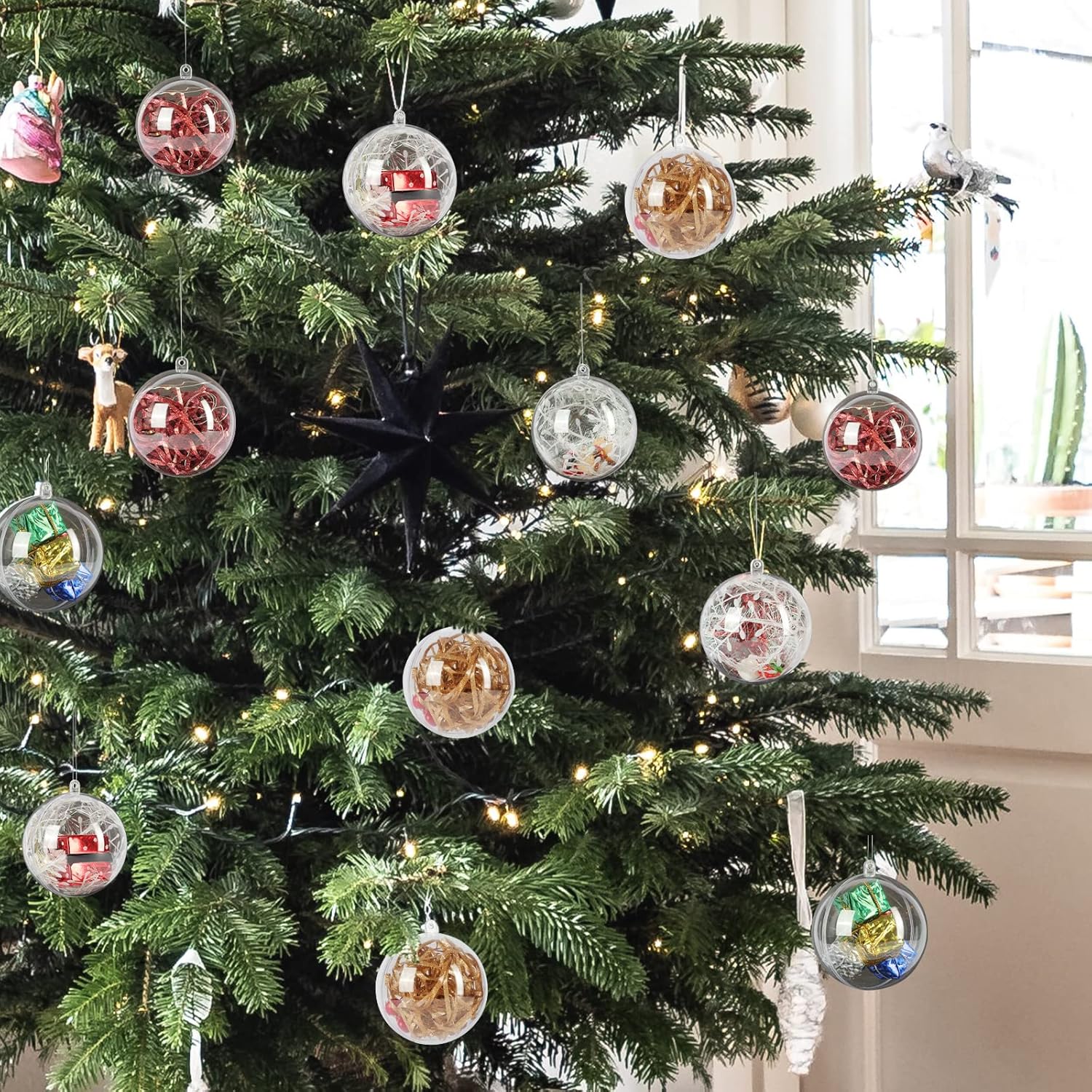 Bolas transparentes para enfeites, pacote com 20 unidades, 80 mm (3,15 pol.) para Natal, feriados, casamentos, festas e decoração de casa - 8