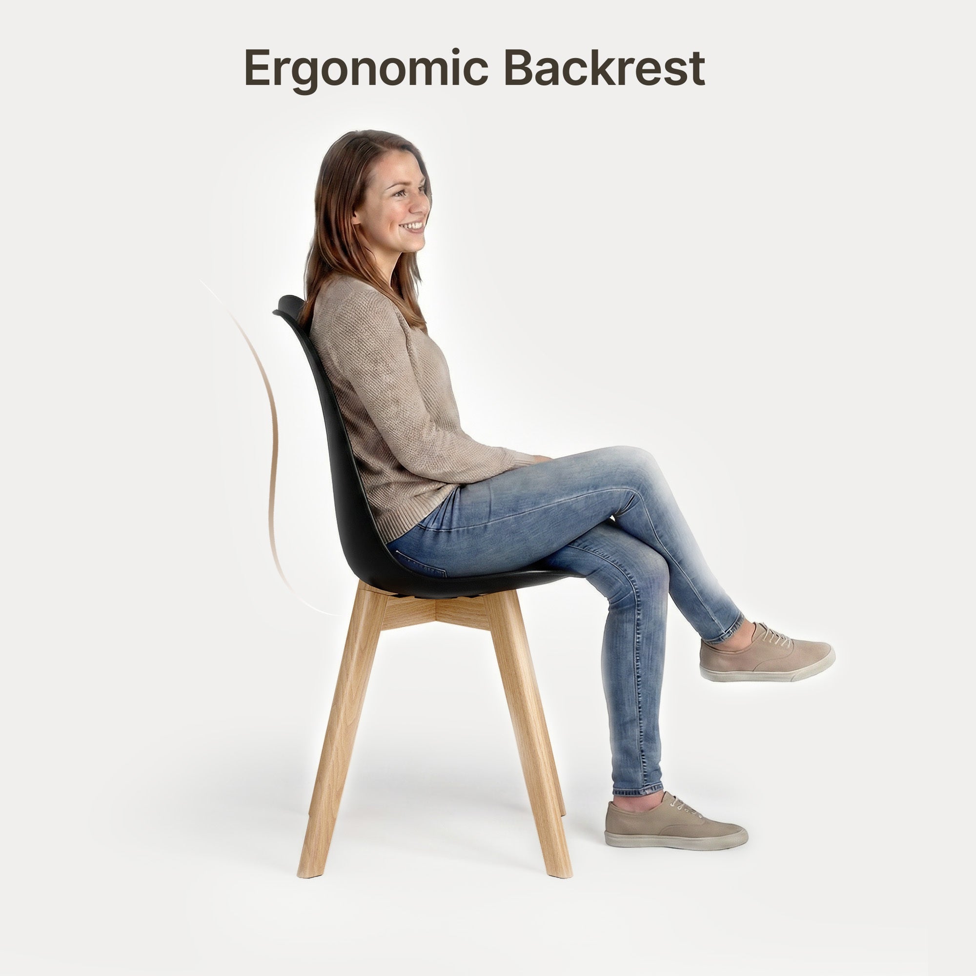 Chaise de cuisine 4 places noire,design scandinave moderne,dossier ergonomique,pieds en bois massif,assise rembourrée imperméable - 6