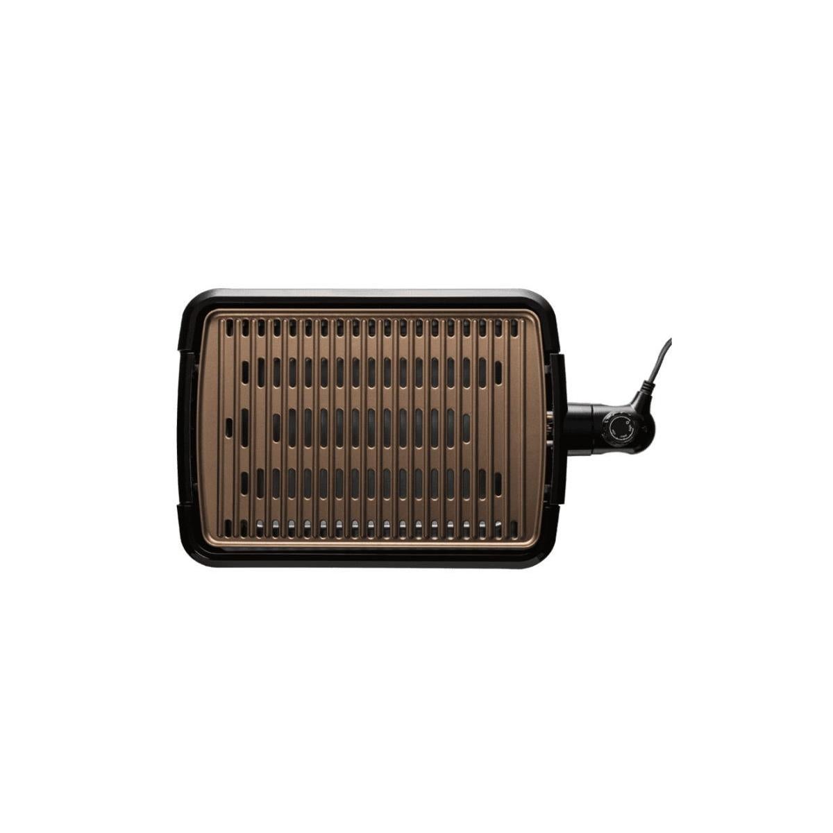 George Foreman Barbecue Elettrico da Tavolo - Smokeless - 80% di fumo in meno - Griglia da tavolo, Lavabile in lavastoviglie, Vassoio per Grasso, Opzi