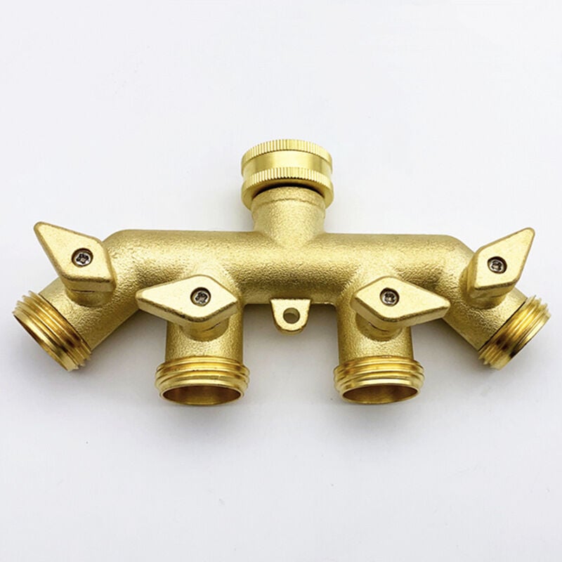 Divisore Per Tubo 4 Vie In Ottone Massiccio 19 Mm (3/4”) – Valvole A Sfera Individuali