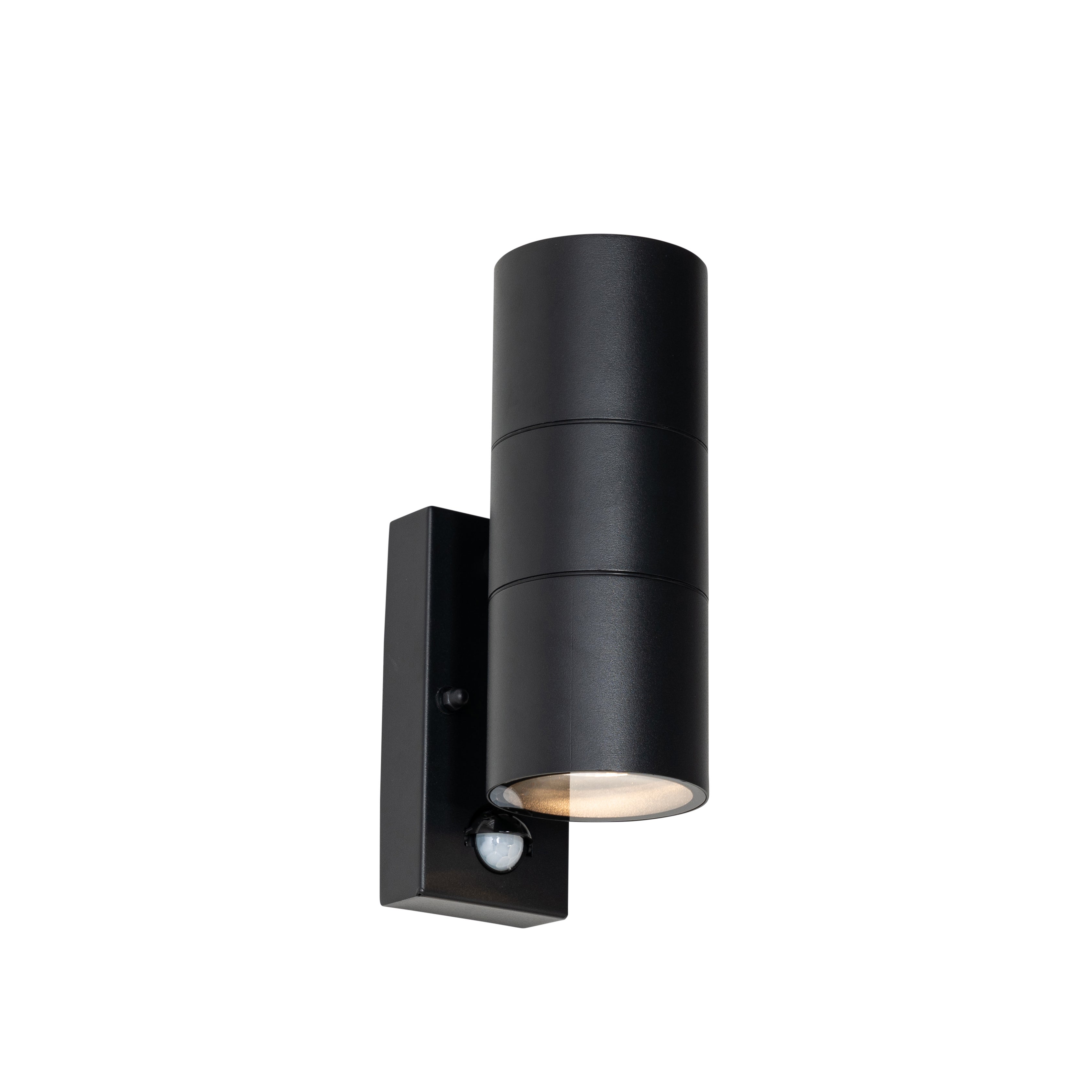 Qazqa nowoczesny lampa ścienna zewnętrzna z czujnikiem ruchu do ogród - Duo - czarny, max. 35w, gu10, 8cm, IP44, z 2 punktami