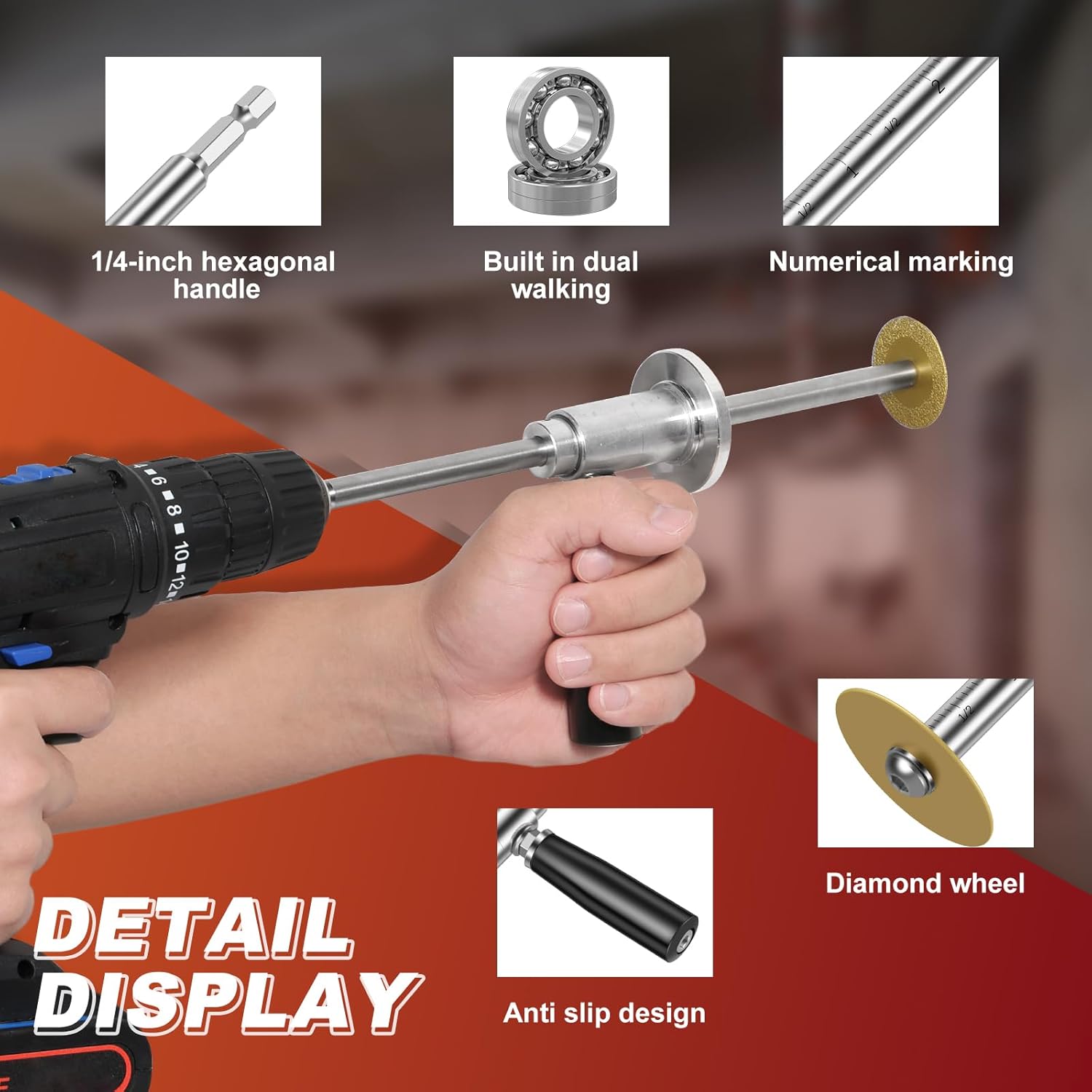 Outil de coupe intérieur pour tuyaux PVC avec disque de coupe diamanté et poignée, compatible avec les diamètres de 1-1/2 po à 8 po, profondeur - 5