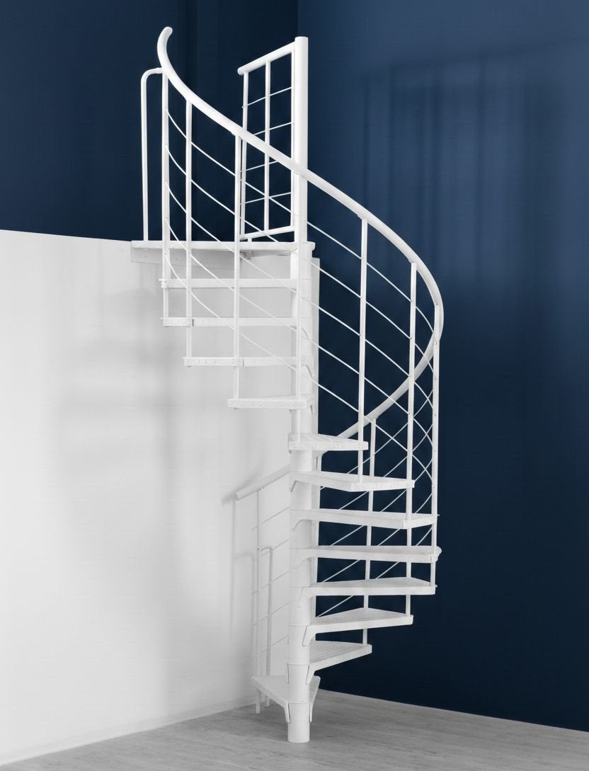 Escalera de caracol exterior| blanco| altura máx. 352 cm|ø140cm