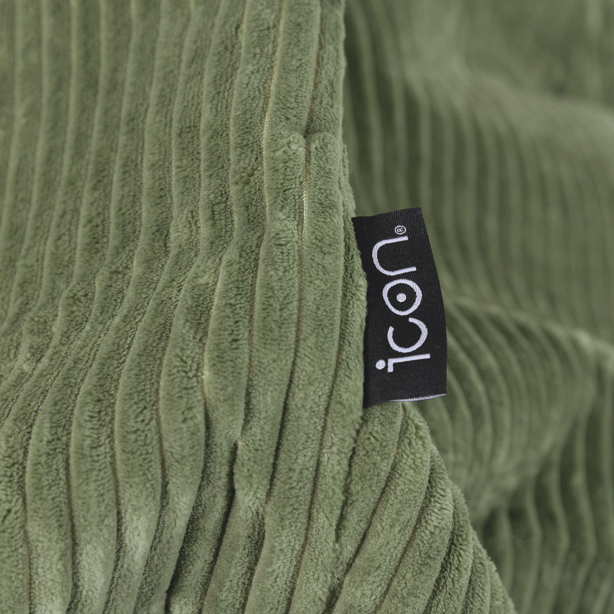 Pouf Icon in velluto a coste verde salvia, soggiorno, camera da letto, 85x85 cm, Made in Germany, Oeko-Tex® - 7