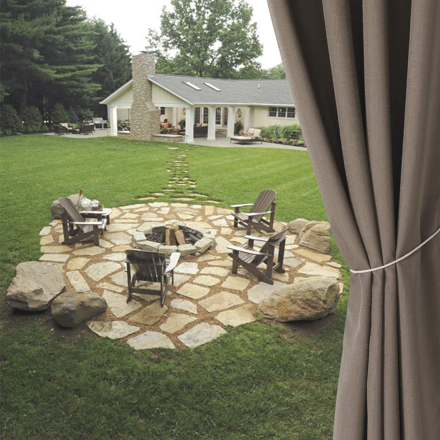 Wodoodporne, zaciemniające, odporne na blaknięcie zasłony zewnętrzne na werandy, altanki, patio, brązowe, 1 arkusz, 132*137 cm (szer. × dł.). - 2